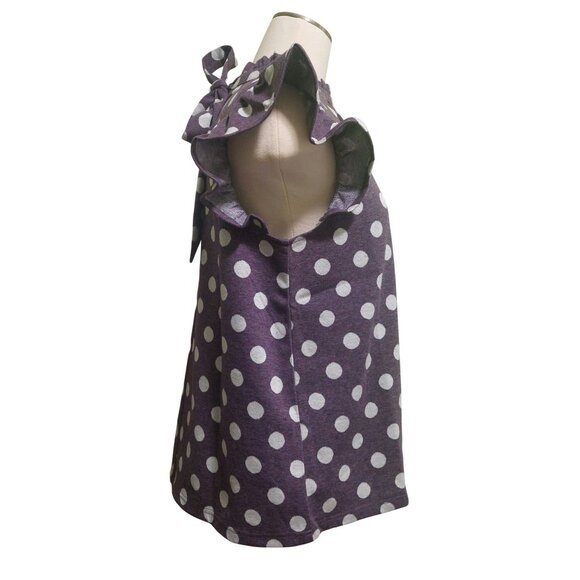 NWT Voy Purple Polka Dot Ruffle Sleeve Top W/ Back Neck Tie Size SMALL - Picture 3 of 8